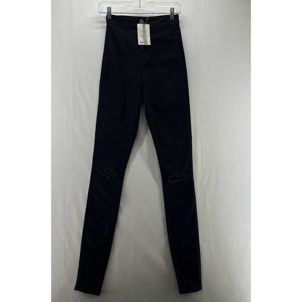 Asos Denim Skinny Jeans Womens Sz 26/38 US 4 Tall Streth High Rise Stretch Black